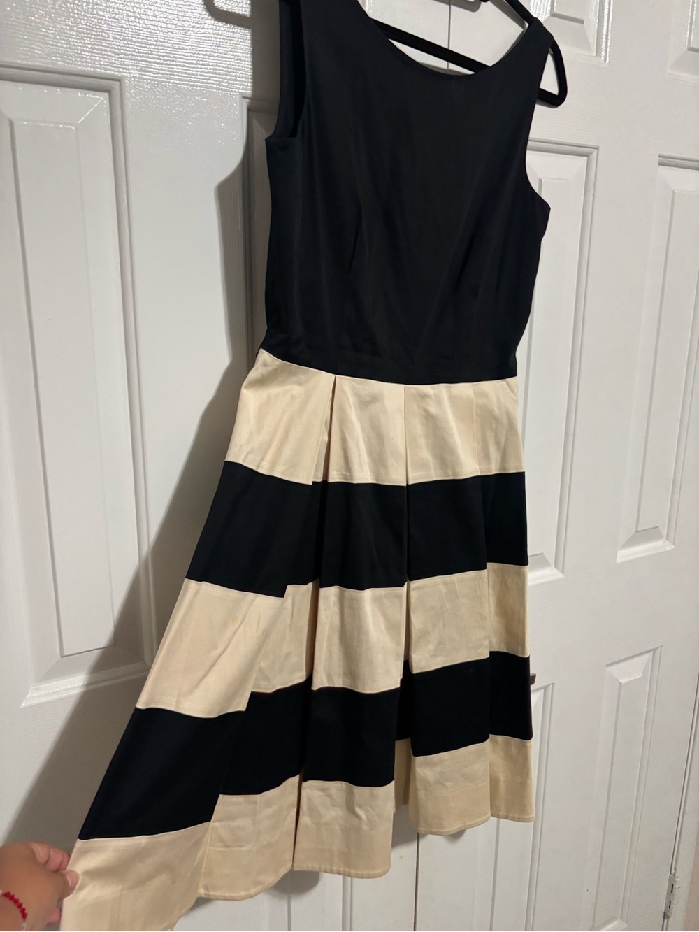 kate spade Black and Cream Striped Fit-and-Flare Dress - Picture 3 of 11